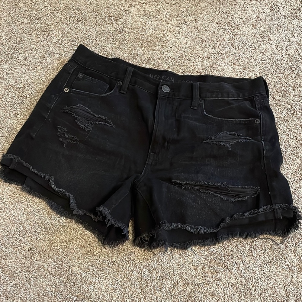 Black denim shorts